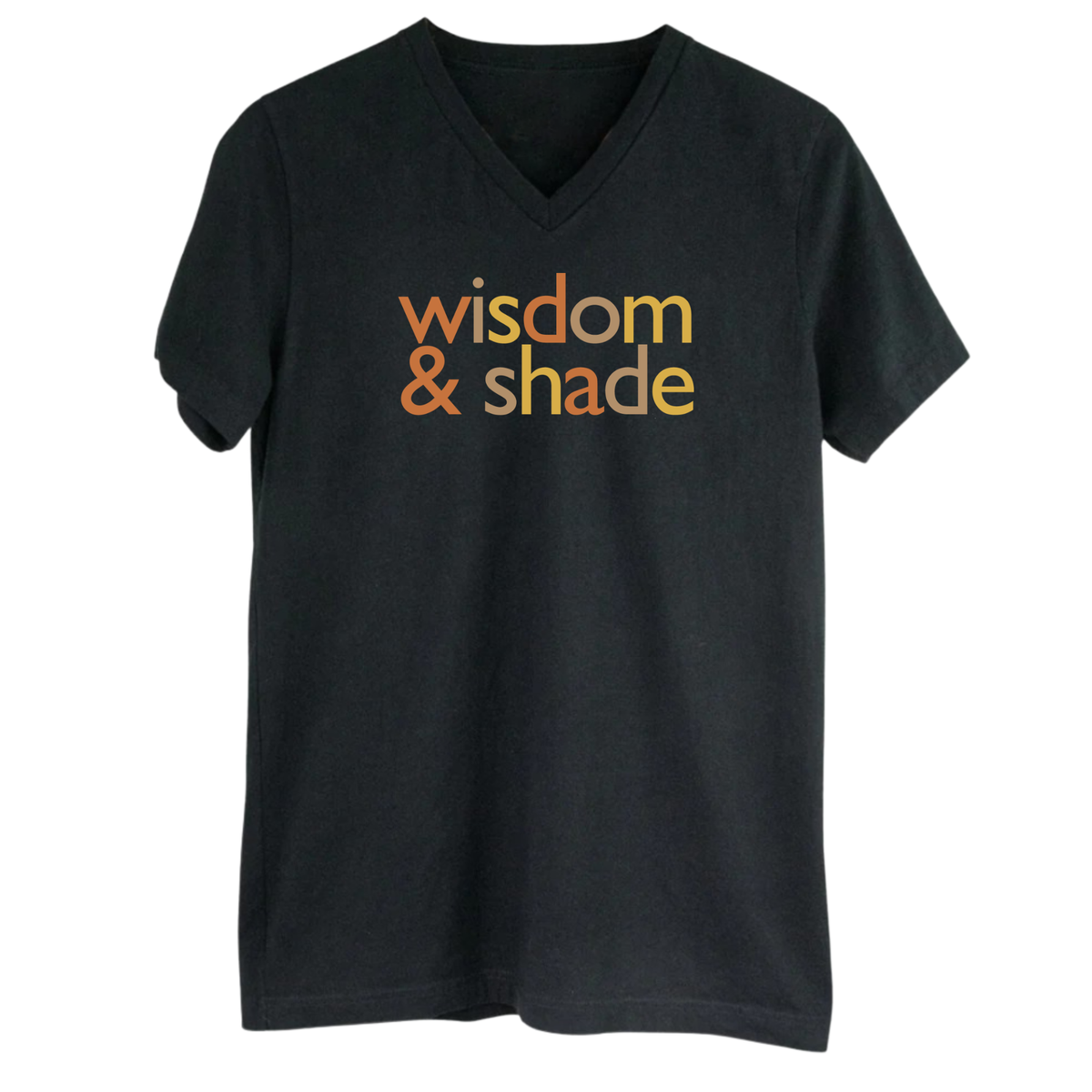Wisdom & Shade *BLACK V-NECK* Unisex Tee (Fall Colors 🍁)-T-Shirt-The Original God Ain't Petty But I Am