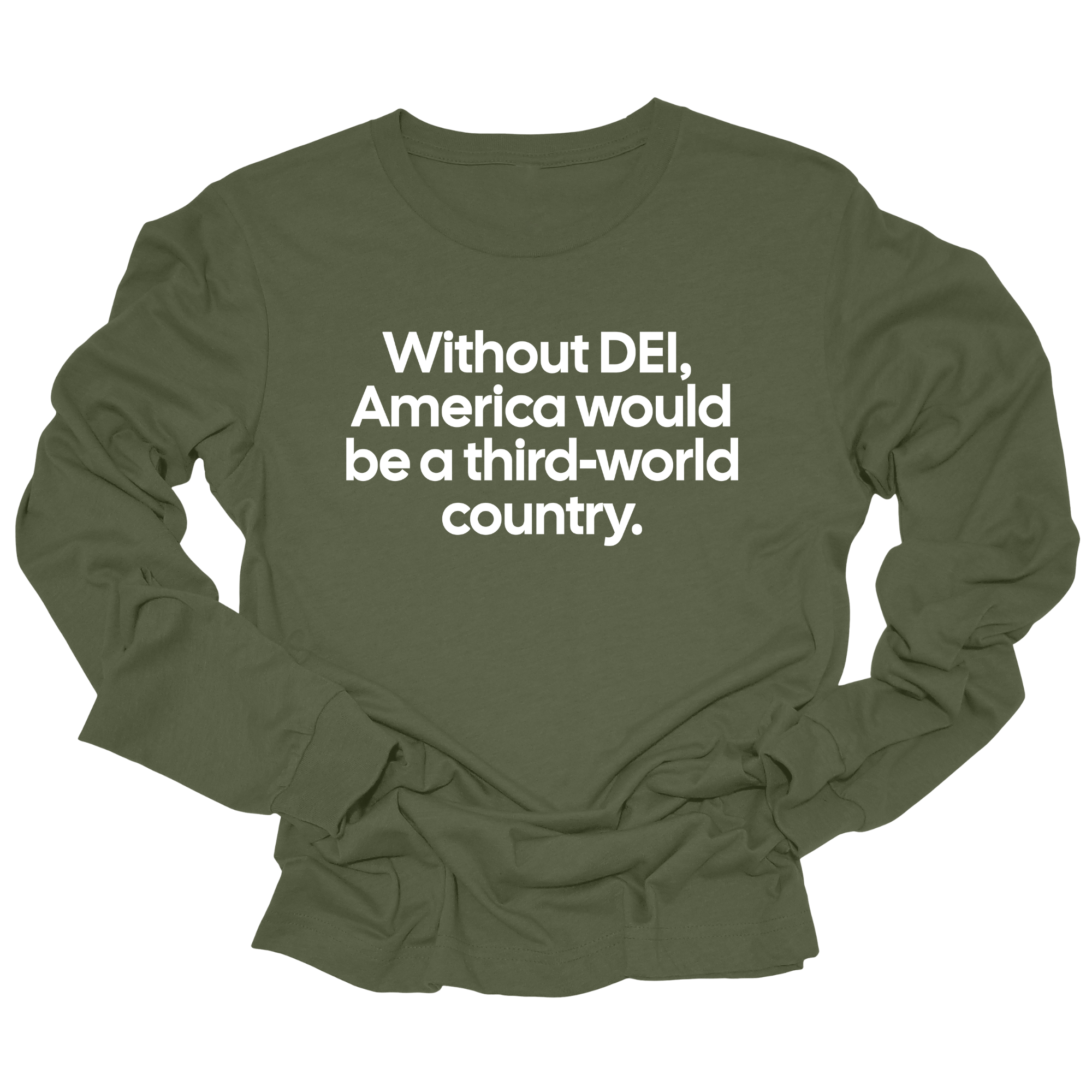 Without DEI, America Would Be a Third-World Country Unisex Long Sleeved Tee-Long Sleeved T-Shirt-The Original God Ain't Petty But I Am