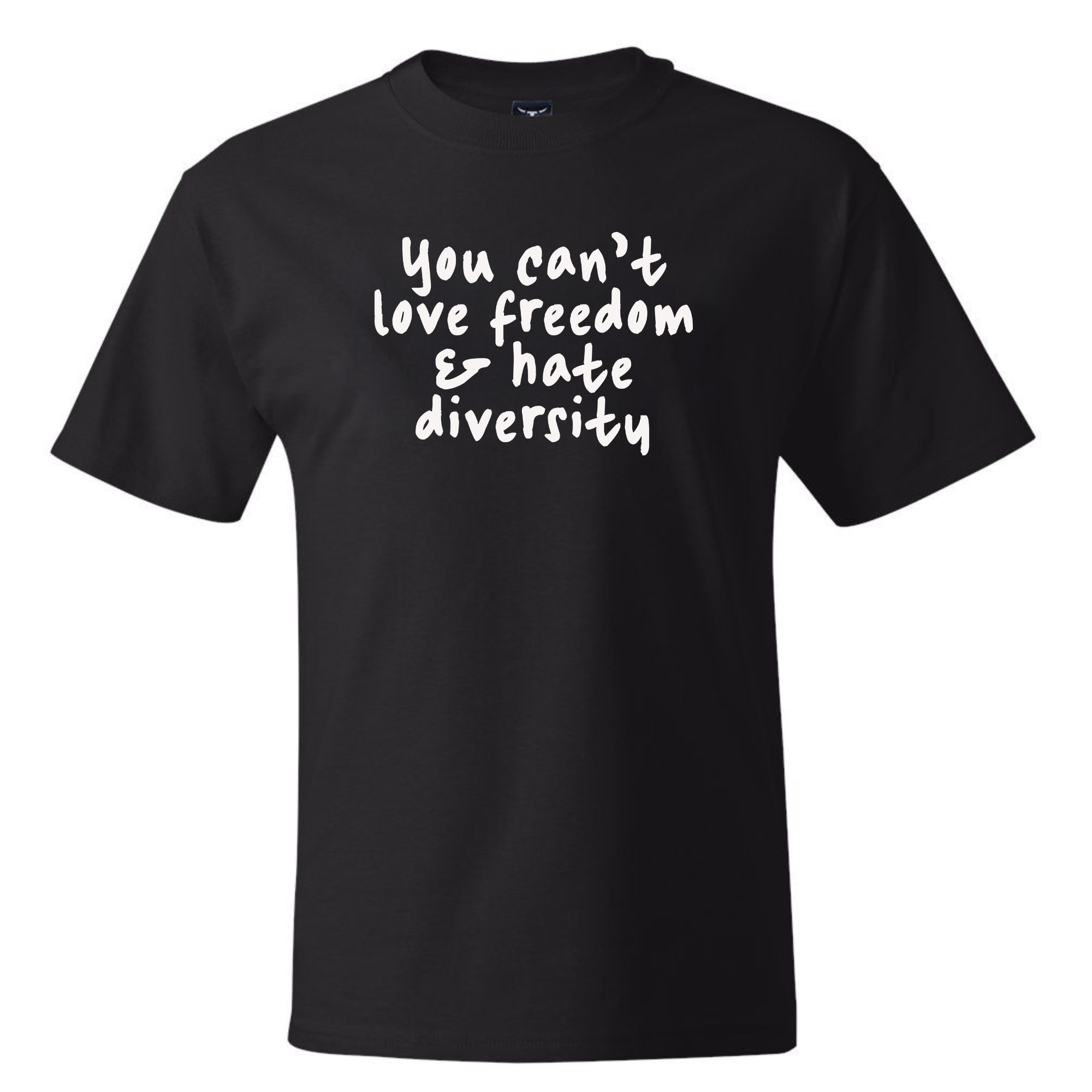 You Can’t Love Freedom and Hate Diversity *BLACK TALL TEE* Unisex Tee-T-Shirt-The Original God Ain't Petty But I Am