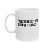 Your vote is their biggest threat Mug 11oz (White & Black)-Mug-The Original God Ain't Petty But I Am
