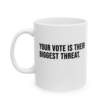 Your vote is their biggest threat Mug 11oz (White & Black)-Mug-The Original God Ain't Petty But I Am