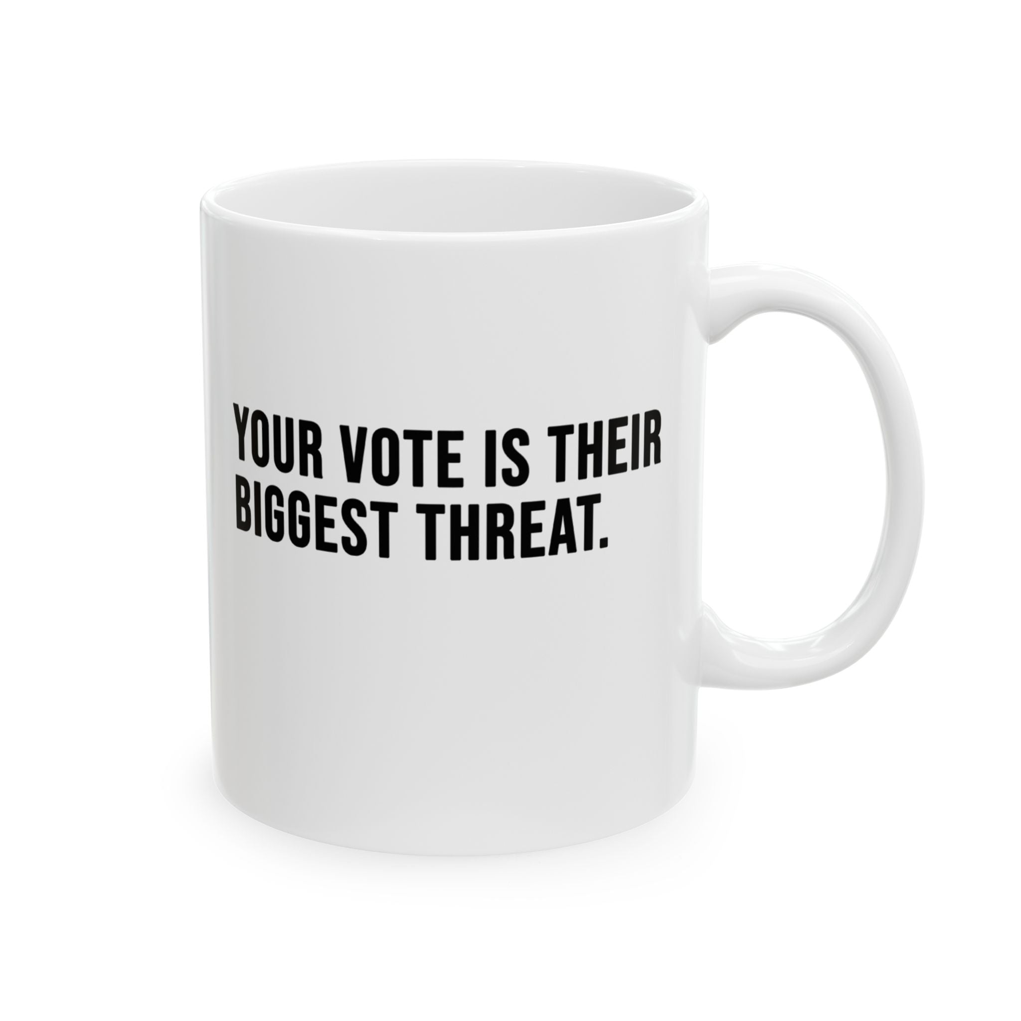 Your vote is their biggest threat Mug 11oz (White & Black)-Mug-The Original God Ain't Petty But I Am