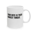 Your vote is their biggest threat Mug 11oz (White & Black)-Mug-The Original God Ain't Petty But I Am