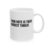 Your vote is their biggest threat Mug 11oz (White & Black)-Mug-The Original God Ain't Petty But I Am