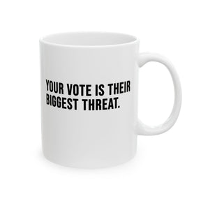 Your vote is their biggest threat Mug 11oz (White & Black)-Mug-The Original God Ain't Petty But I Am