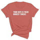 Your vote is their biggest threat Unisex Tee-T-Shirt-The Original God Ain't Petty But I Am