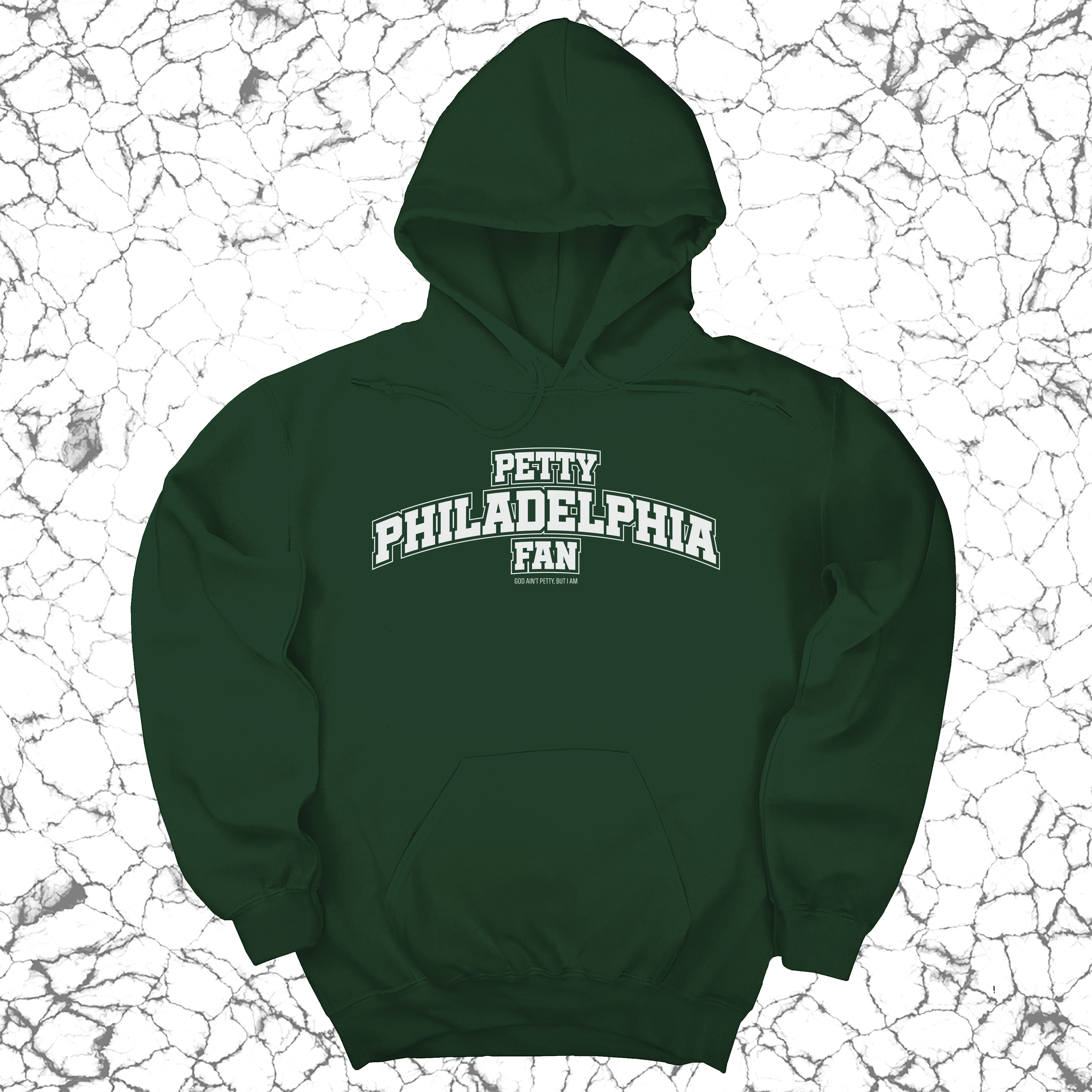 *HOODIE* Petty Philadelphia Fan Unisex Hoodie (Forest Green/White)-Hoodie-The Original God Ain't Petty But I Am