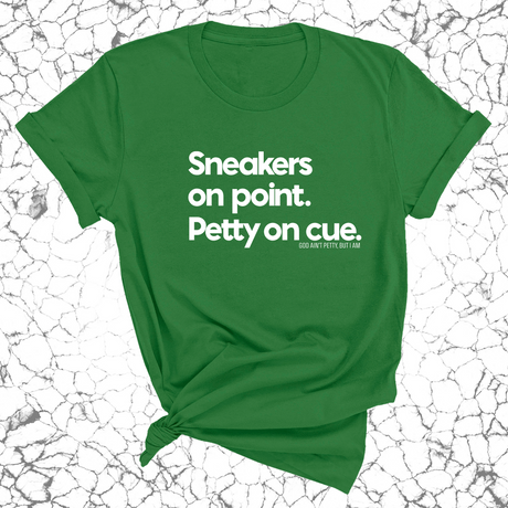 Sneakers on point. Petty On Cue Unisex Tee-T-Shirt-The Original God Ain't Petty But I Am